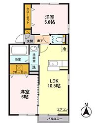 ラプルベールA 2LDKの間取図画像
