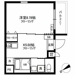 WASEDAGARDENS 1Kの間取図画像