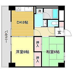 ルフルール大川筋 2DKの間取図画像