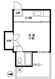きようコート 1Kの間取図画像