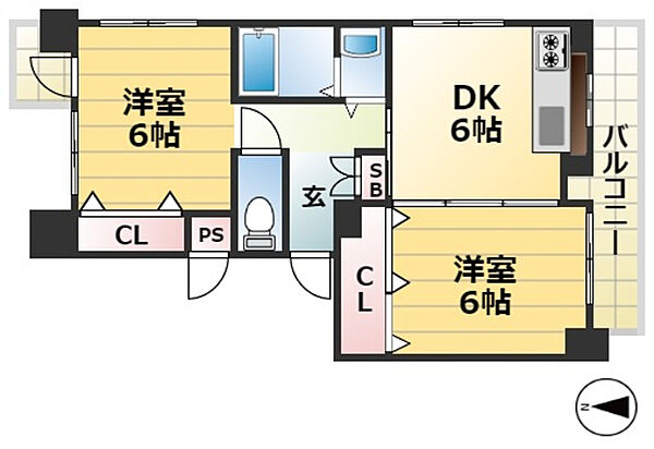 兵庫県神戸市灘区赤坂通８丁目(賃貸マンション2DK・3階・42.14㎡)の写真 その2