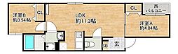 リタリッチ博多 2LDKの間取図画像