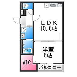 フジパレス三国ヶ丘サウス 1LDKの間取図画像