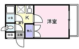 キャロットハウス1 1Kの間取図画像