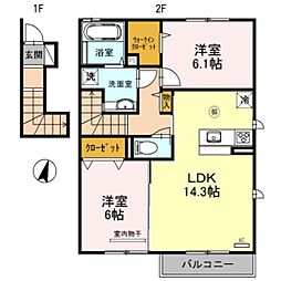 ヴィルヌーブサンティーエ 2LDKの間取図画像
