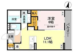 ふじみ野市ふじみ野4丁目アパート 1LDKの間取図画像