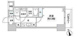 スカイグランデ日暮里 1Kの間取図画像