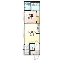 ハーモニーテラス醍醐御霊ケ下町 1LDKの間取図画像