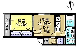 MEGURI浜野 1LDKの間取図画像