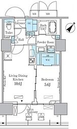 晴海フラッグ ポートヴィレッジ C棟 8階1LDKの間取り