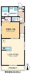 ルミナス弘道 1LDKの間取図画像