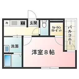 フォーリーブス33C 1Kの間取図画像