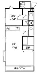ヴェルジュ多摩川 1LDKの間取図画像