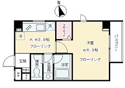 MAZABUJUBAN 1Kの間取図画像