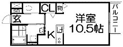 クリサンスコート 1Kの間取図画像