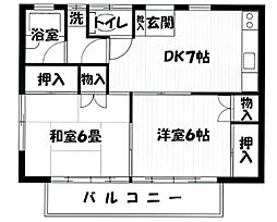清水ハイツ 2DKの間取図画像