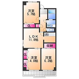 プルミエールI.K. 3LDKの間取図画像