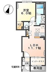 サンプレスII 1LDKの間取図画像