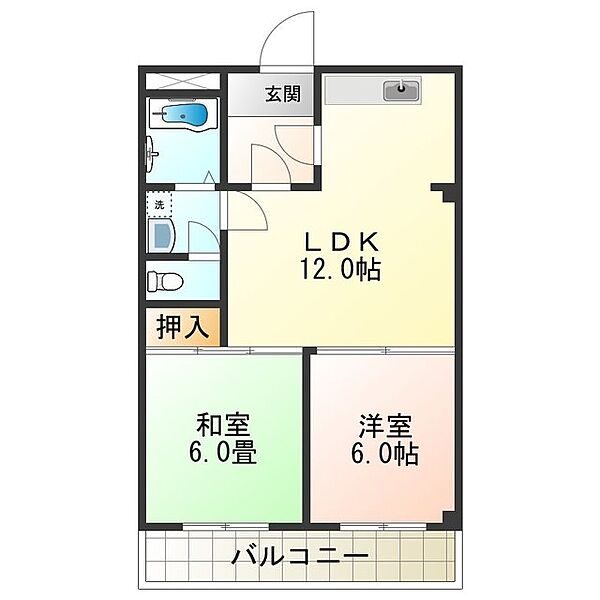 クリスタル長居 ｜大阪府大阪市住吉区長居東１丁目(賃貸マンション2LDK・1階・55.00㎡)の写真 その2