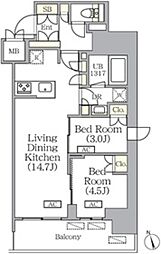 PRIMEGARDEN銀座八丁堀 2LDKの間取図画像