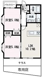 オンブラージュ 2LDKの間取図画像