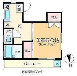 春ビル 2階1Kの間取り