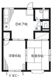 ファミール長崎 1階2DKの間取り