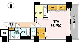 品川シーサイドビュータワー1 1Kの間取図画像