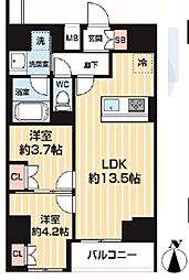 ＡＲＣＯＢＡＬＥＮＯ ＭＩＮＡＭＩＳＥＮＪＵ 13階2LDKの間取り