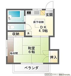 コーポひばりA 1Kの間取図画像