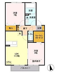 リヴェール 2LDKの間取図画像