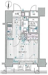 プレール・ドゥーク東京EAST3 1Kの間取図画像