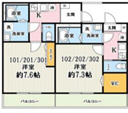 キャメル川越都Ｂ 3階1Kの間取り