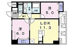 レジデンス桜樺 2LDKの間取図画像