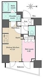 ウエリスアーバン錦糸町 1DKの間取図画像