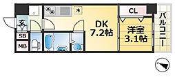 アドバンス神戸レイソレ 1DKの間取図画像