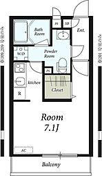 リブリ・グランシエル 2階1Kの間取り