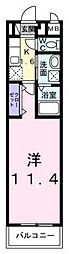 ソレイユK 1Kの間取図画像