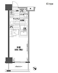 パークハビオ人形町 1Kの間取図画像