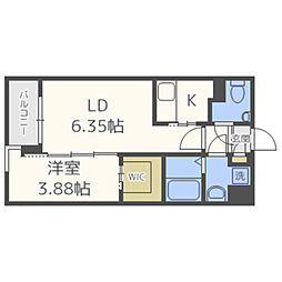 サニークレスト西新 2Kの間取図画像