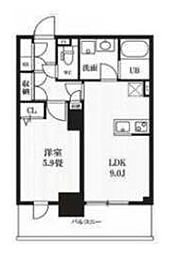 ピークス神田 11階1LDKの間取り