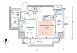 アーバネックス西新宿2 2LDKの間取図画像