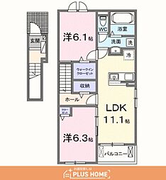 ジラソーレ西庄II 2LDKの間取図画像
