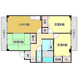 セゾン・メルヴェーユ冬棟A 3LDKの間取図画像