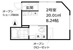 ＭＹＴＨＯＳ ＭＡＣＨＩＹＡ 1階ワンルームの間取り