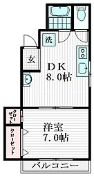ハイム・ウエスト 1DKの間取図画像