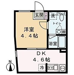 ガレット亀有 1DKの間取図画像