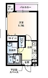 堺市北区新金岡町5丁アパート 1Kの間取図画像
