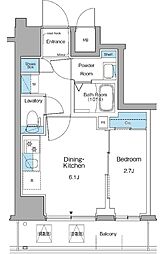 ルフォンリヴェント清澄白河 5階1DKの間取り