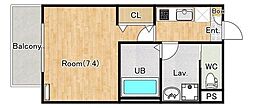(仮称)ジーメゾン厚木愛甲アマリス 1Kの間取図画像